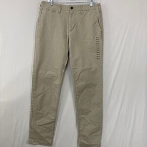 New American Eagle Mens Original Straight Khakis 33x34 Tan Flat Front Pants
